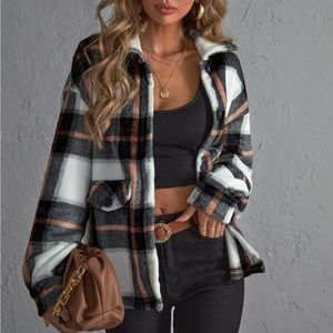 Plaid print fuzzy flannel
